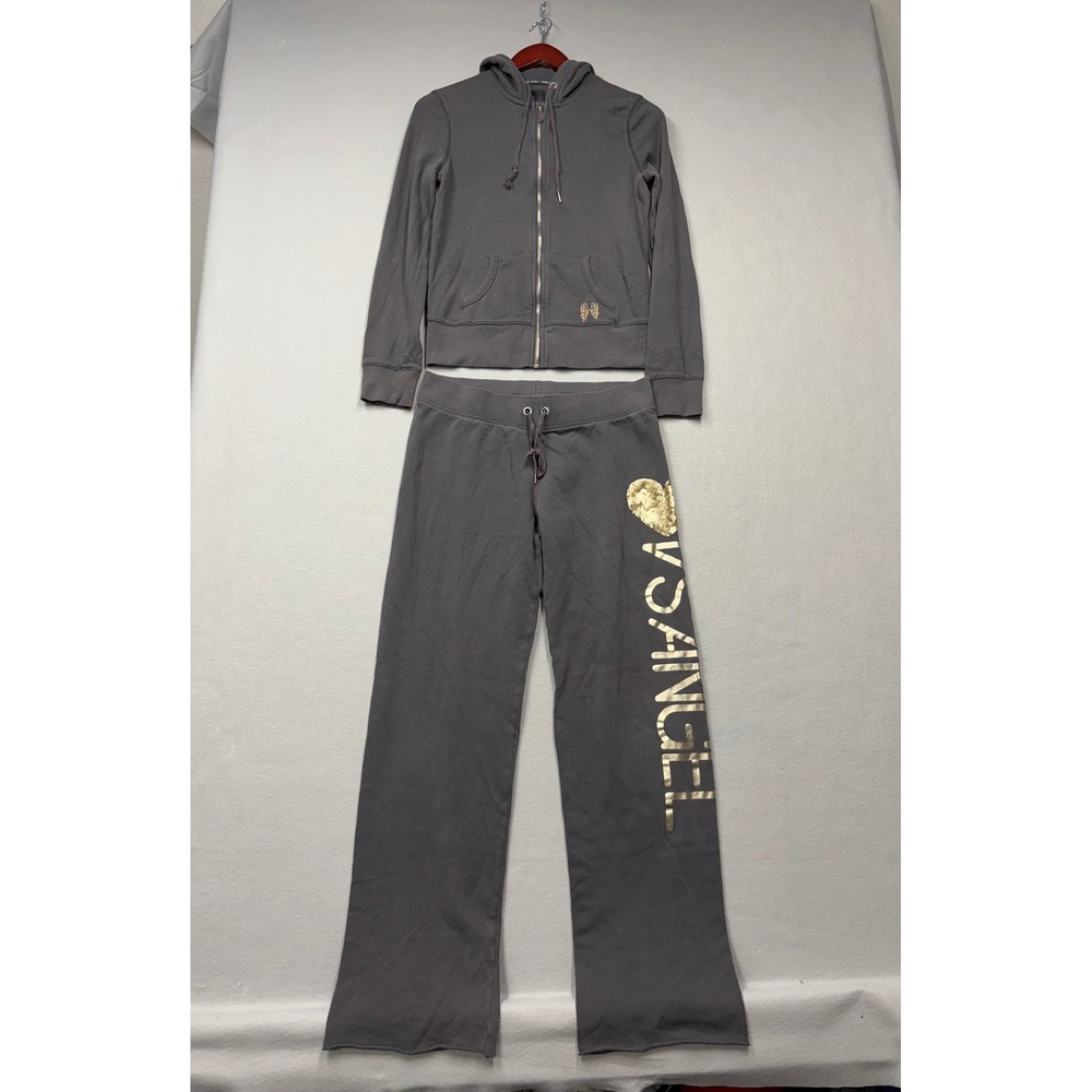 Victoria's Secret Tracksuit Women S Gray Supermodel Essentials Sequin Wings Y2K